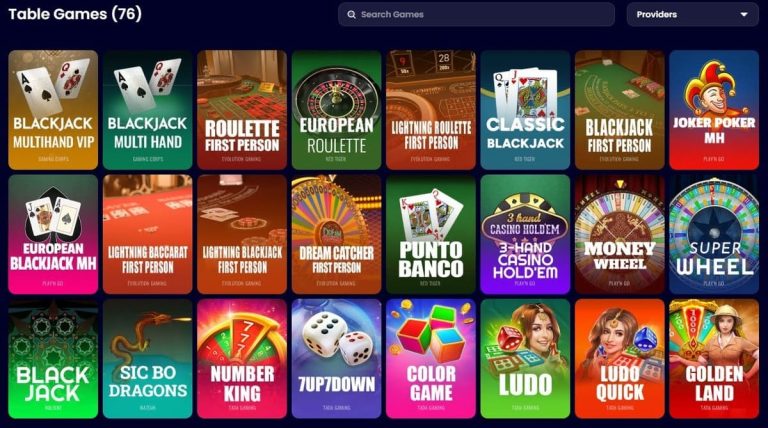 Lucky Whale Casino jeux table